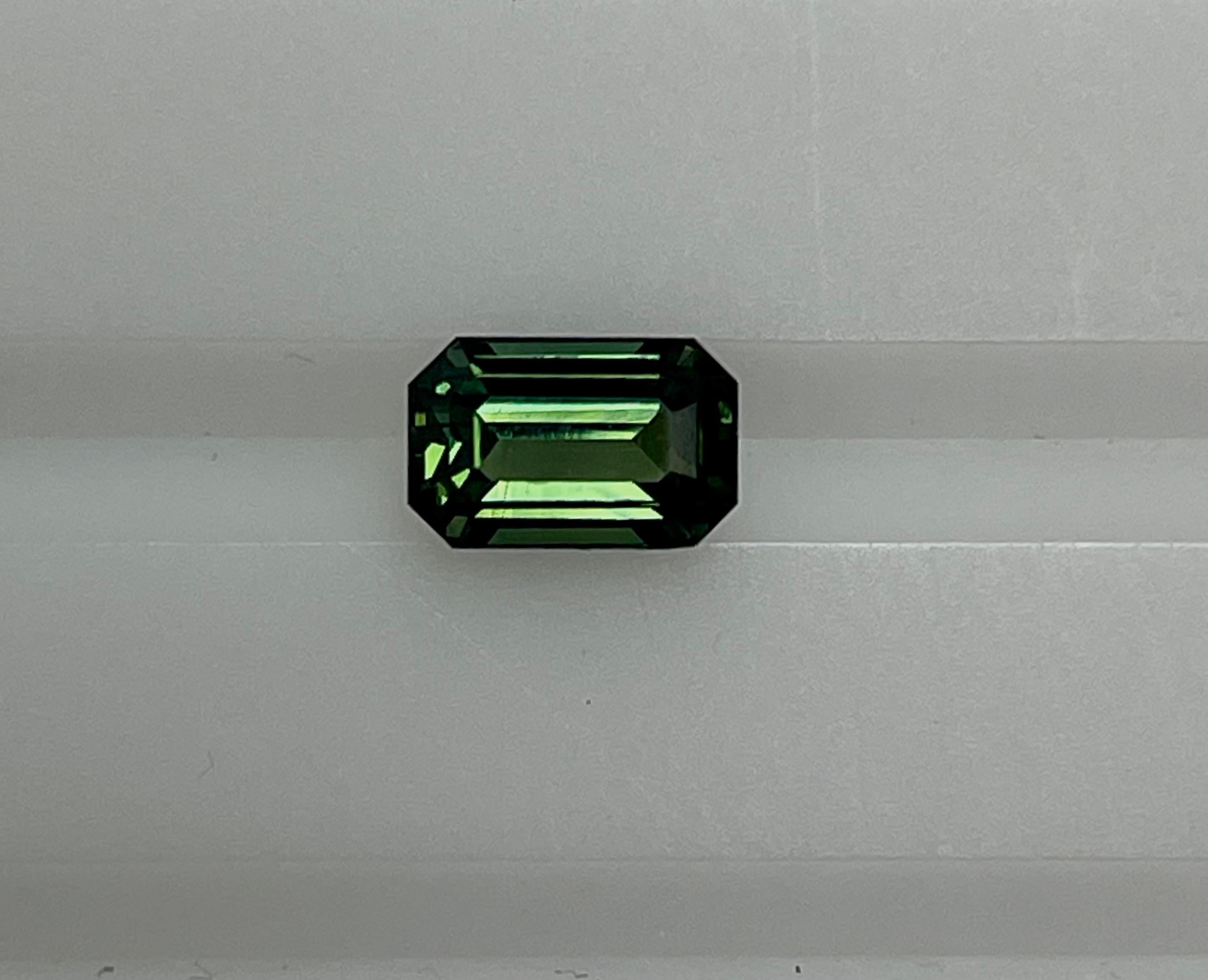 This is a beautiful 2.0 Ct vivid Green Emerald cut Sapphire that exhibits beautiful vivid Green color of sapphire in great Emerald cut shape and also has great cutting and brilliance , mined in Madagascar, cut and polished in Sri Lanka .
This is