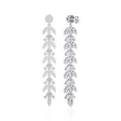 2.0 CTW diamond Leaf shape 14K white Gold dangling Moonlight collection earrings