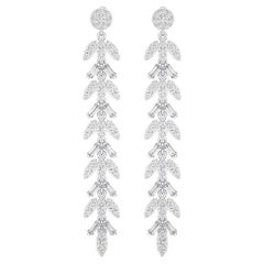 2.0 CTW diamond Leaf shape 14K white Gold dangling Moonlight collection earrings