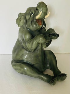 20” Cute Garden Elephant Ceramic Sculpture