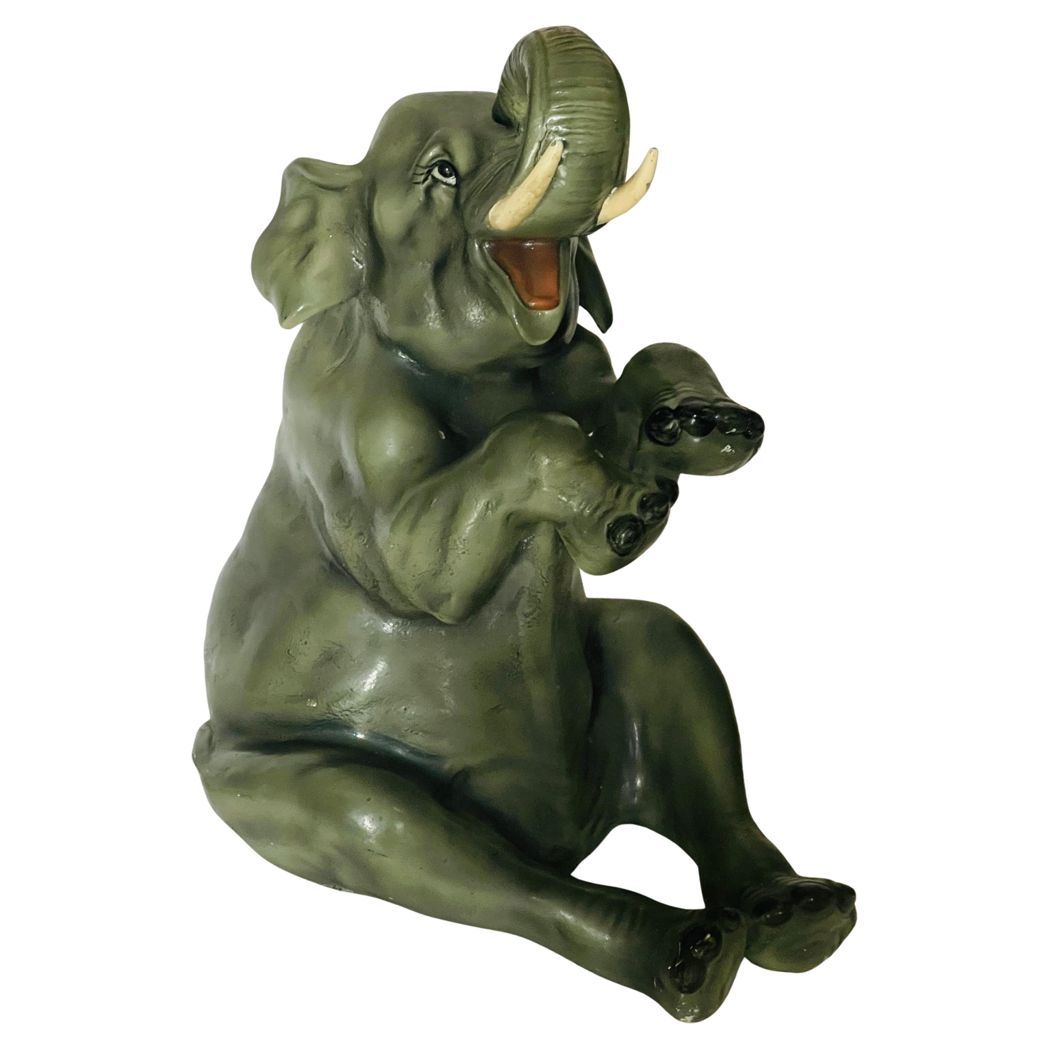 20” Cute Garden Elephant Sculpture For Sale