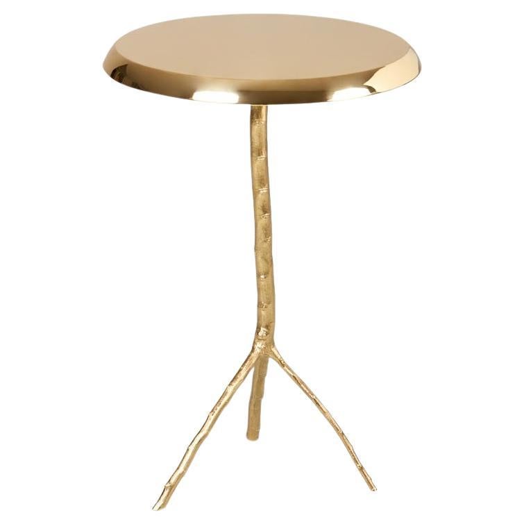20" Dia Cast Brass Sculptural Side Table  For Sale