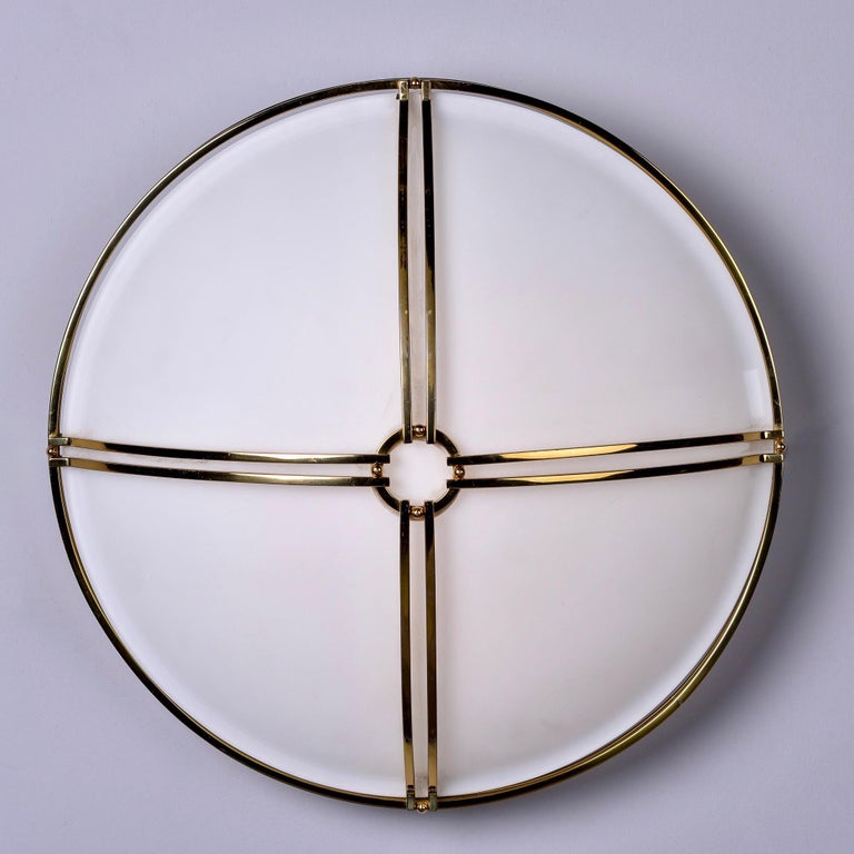 Boyd Lighting White Glass and Brass Flush Mount Fixture at 1stDibs