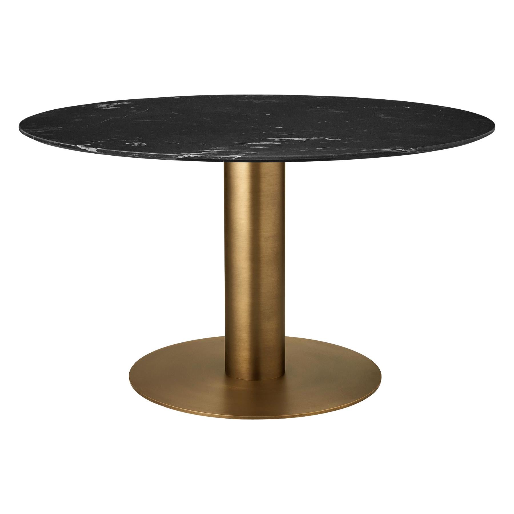 2.0 Dining Table, Round, Brass Base, Laminate For Sale
