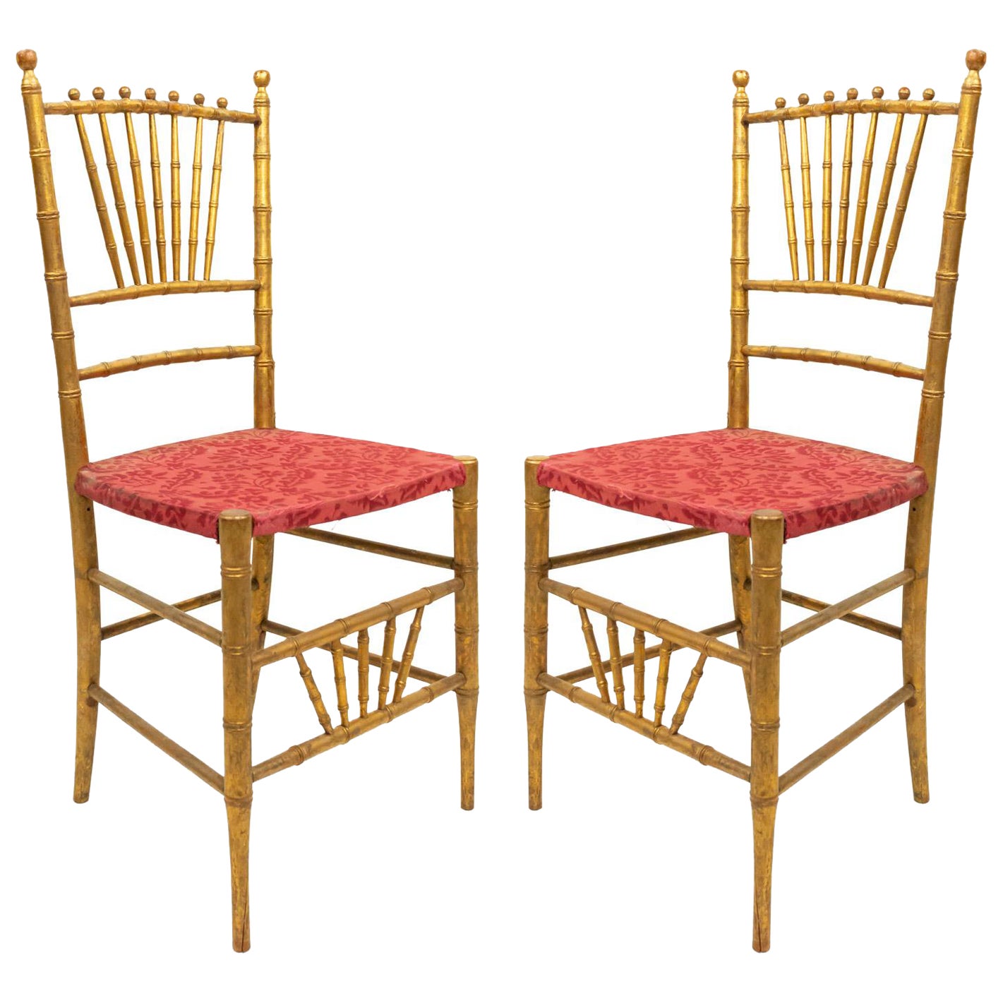 20 Sillas laterales de terciopelo rojo de imitación de bambú para salón de baile en venta