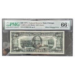 $20 Federal Reserve Note Chicago Offset Printing Error front to back PMG 66 EPQ