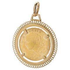 20 French Franc Coin in 14 Karat Yellow Gold Bezel