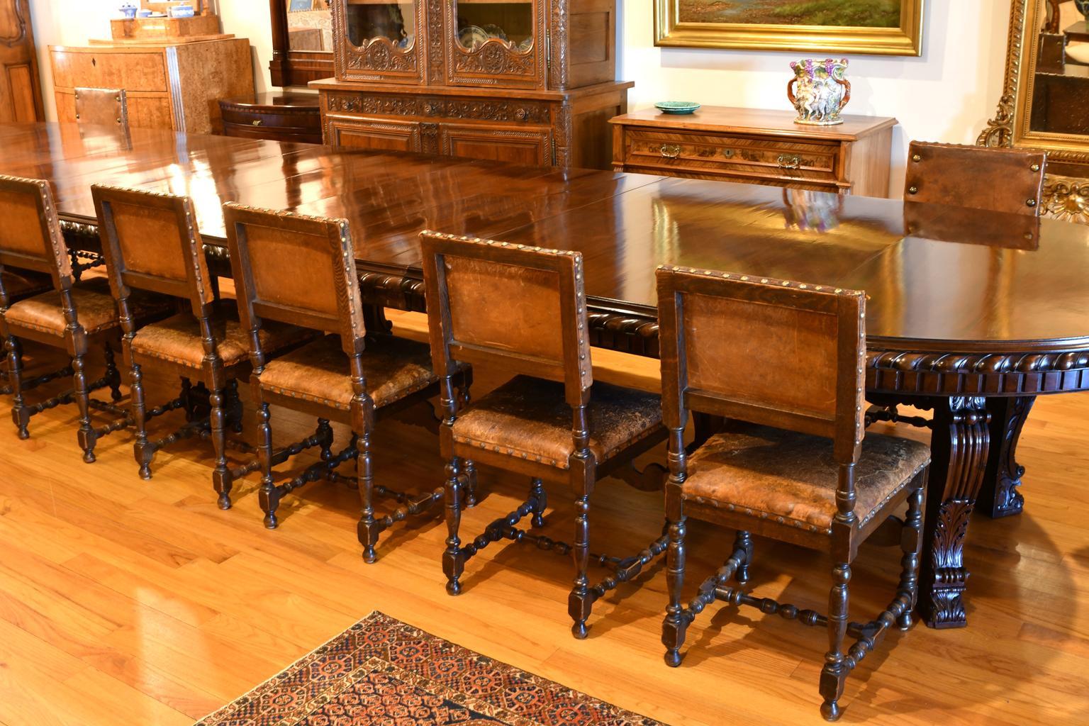 New York Gilded Age 12'-20' Long Extension Dining Table in West Indies Mahogany 8