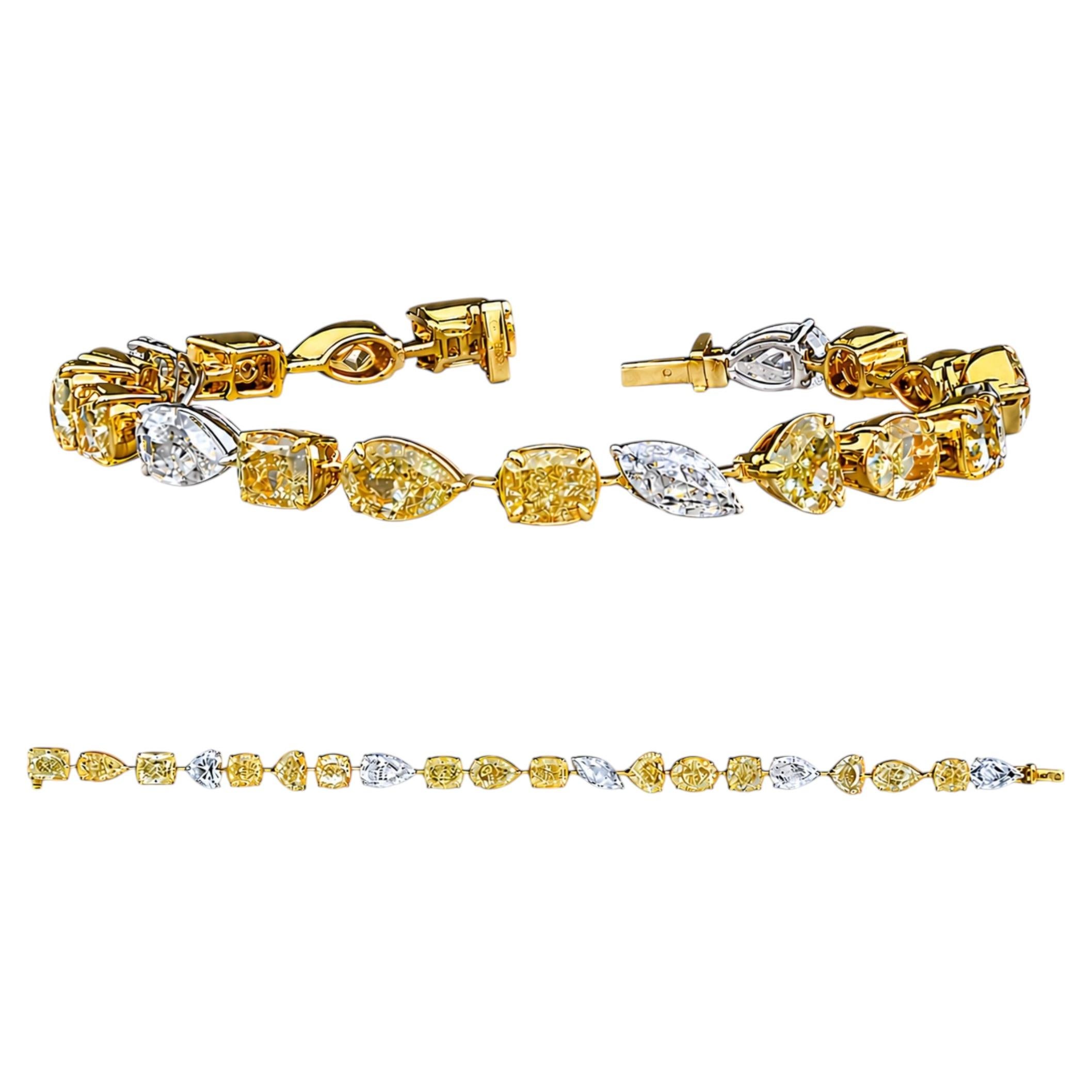 20 GIA certificates 21.91 Carat Yellow and White Diamond Bracelet D-H VVS-VS