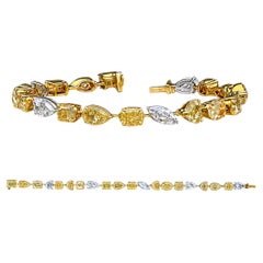20 GIA certificates 21.91 Carat Yellow and White Diamond Bracelet D-H VVS-VS