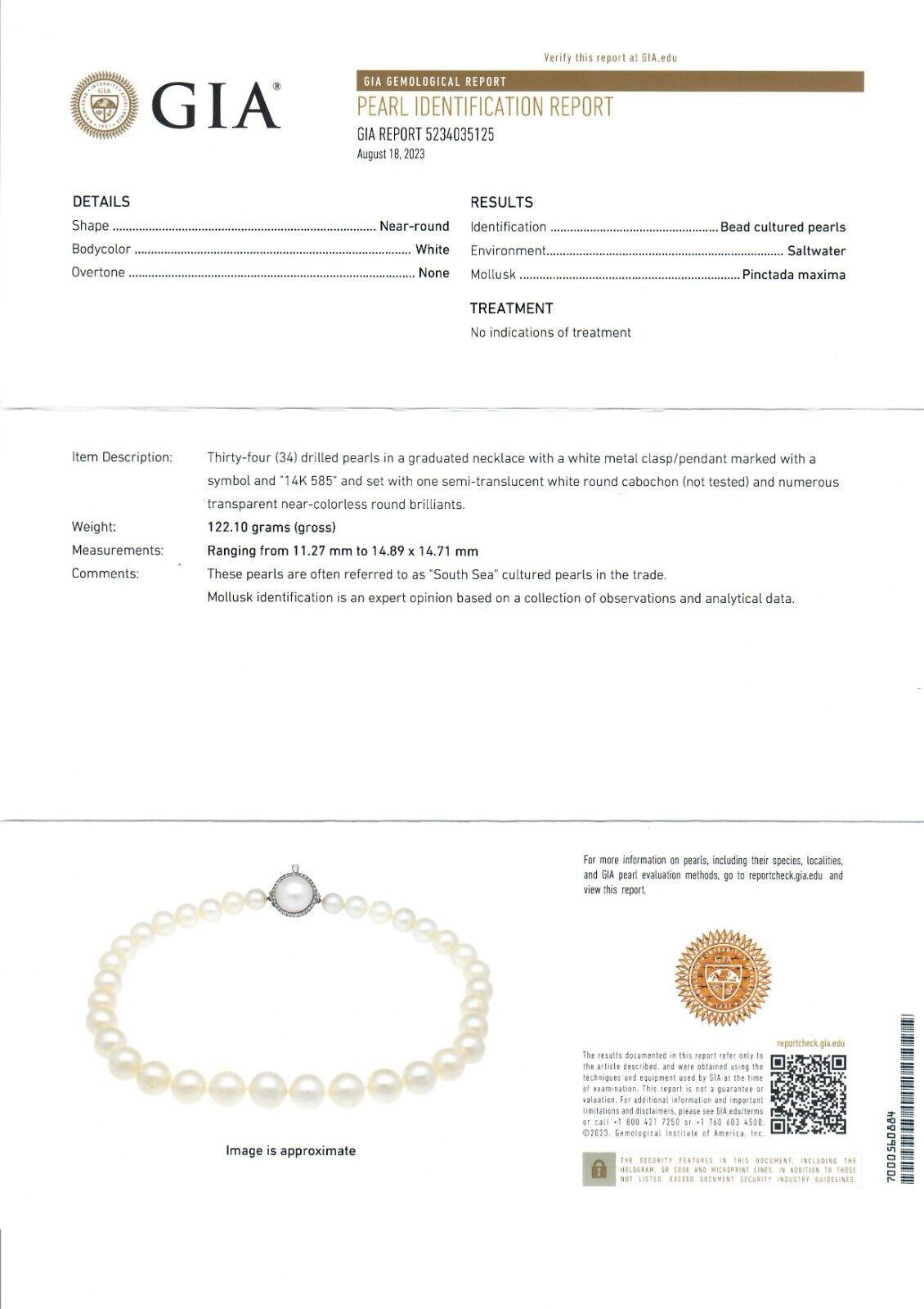 Collier de perles de culture GIA de 20 pouces avec fermoir en or 14 carats, diamants et perles Mabé en vente 7