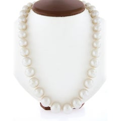 20" GIA Zuchtperlen-Halskette mit 14k Gold-Diamant- und Mabe-Perlen-Verschluss