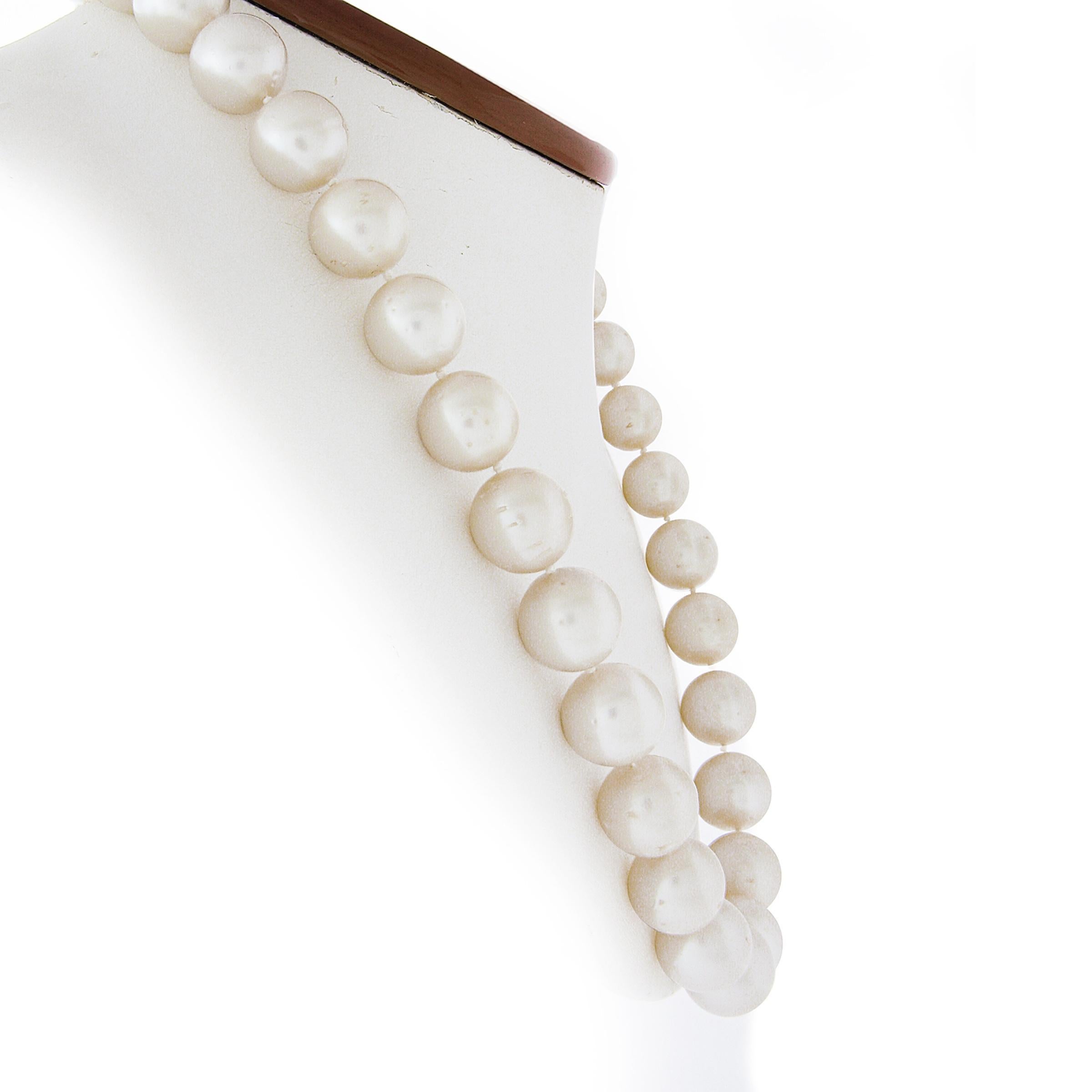 Taille ronde Collier de perles de culture GIA de 20 pouces avec fermoir en or 14 carats, diamants et perles Mabé en vente