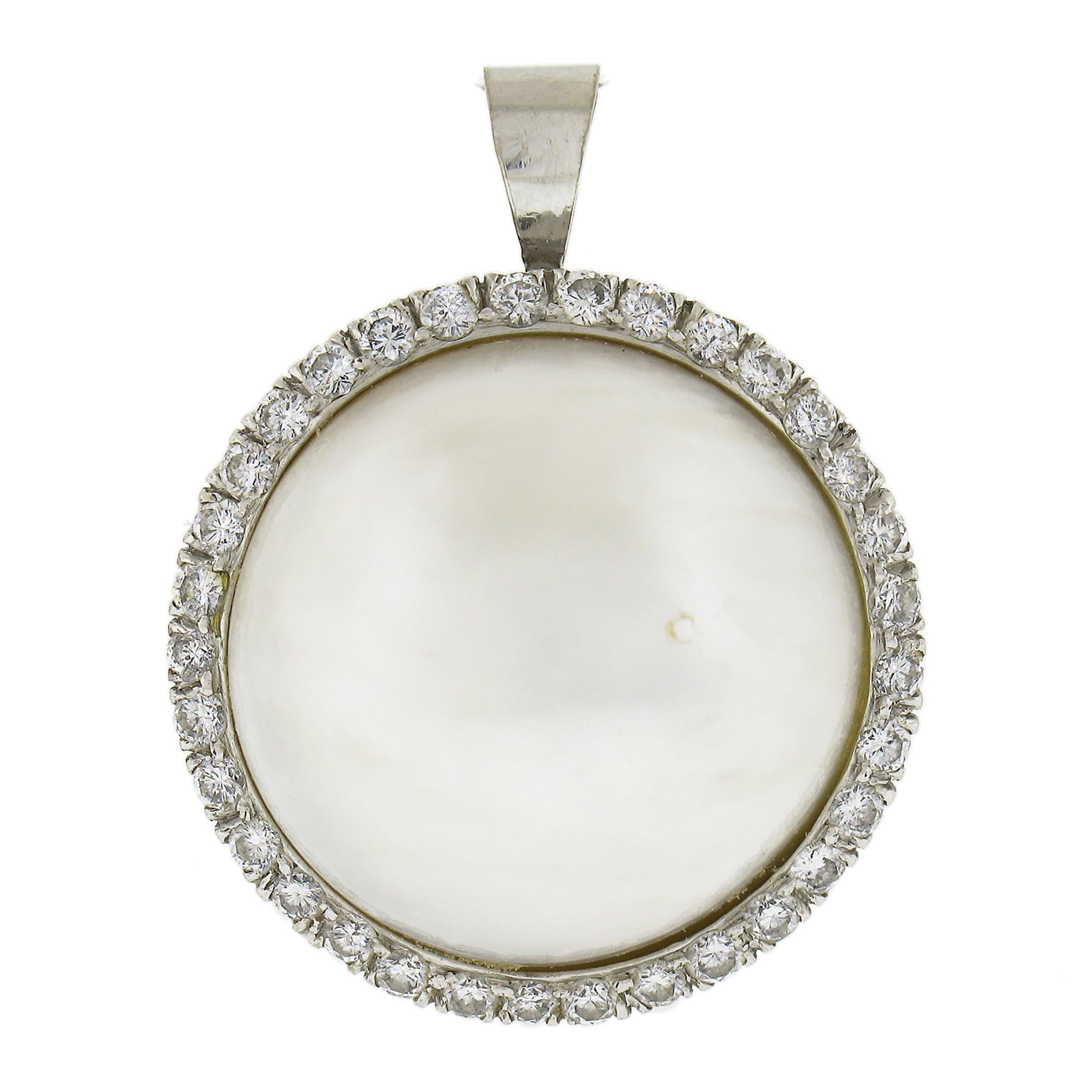Collier de perles de culture GIA de 20 pouces avec fermoir en or 14 carats, diamants et perles Mabé en vente 3