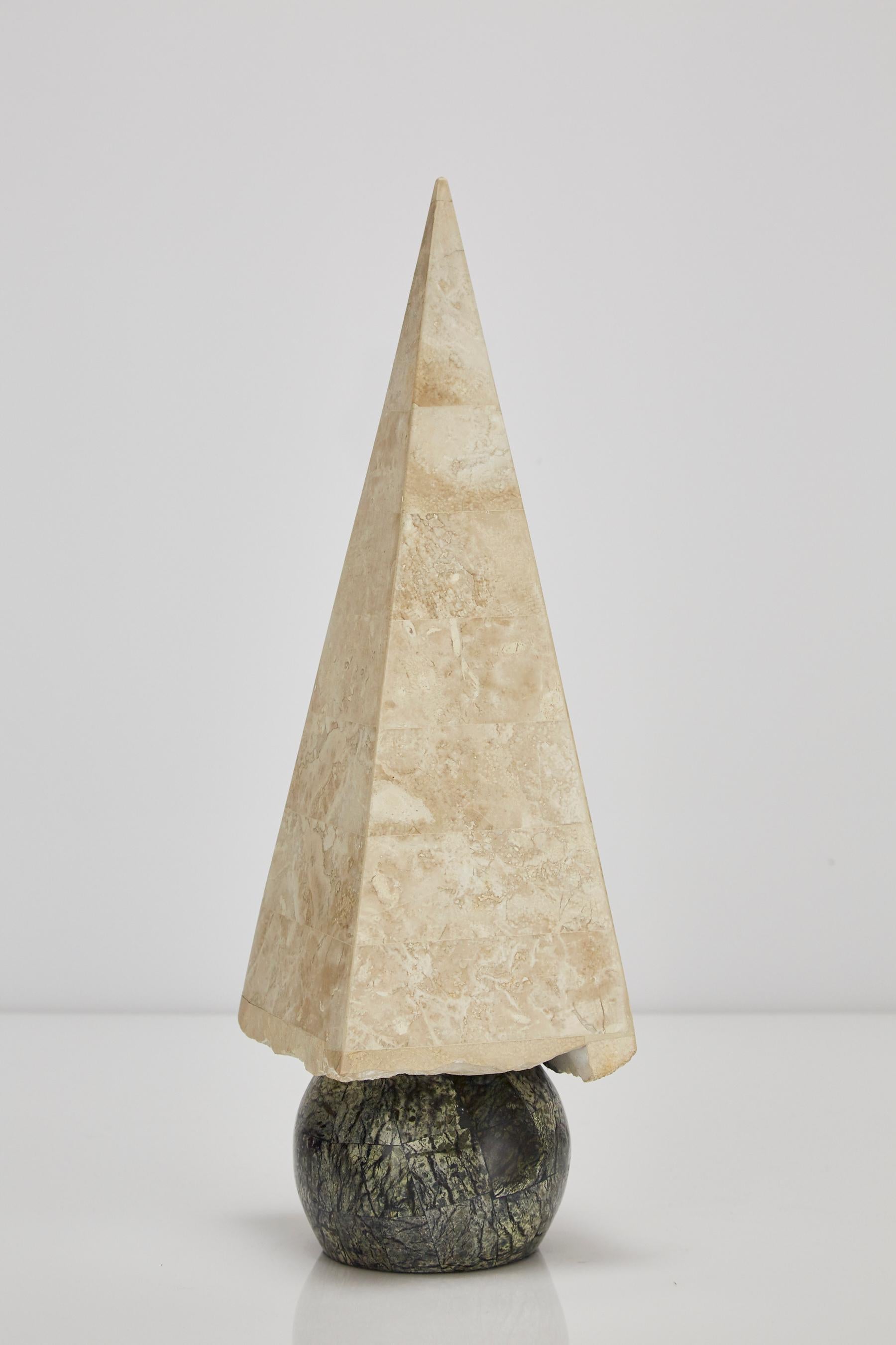 Post-Modern 20 in. Tall Tessellated Stone Obelisk, 1990s For Sale