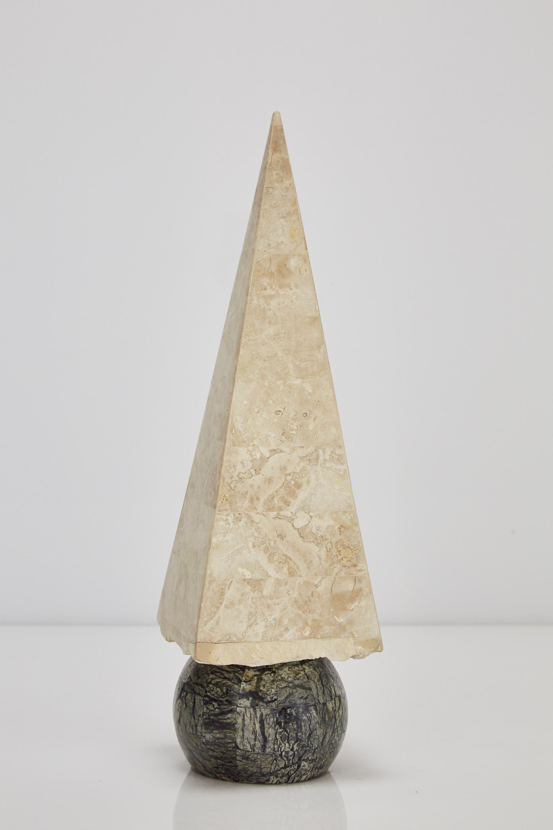Inlay 20 in. Tall Tessellated Stone Obelisk, 1990s For Sale
