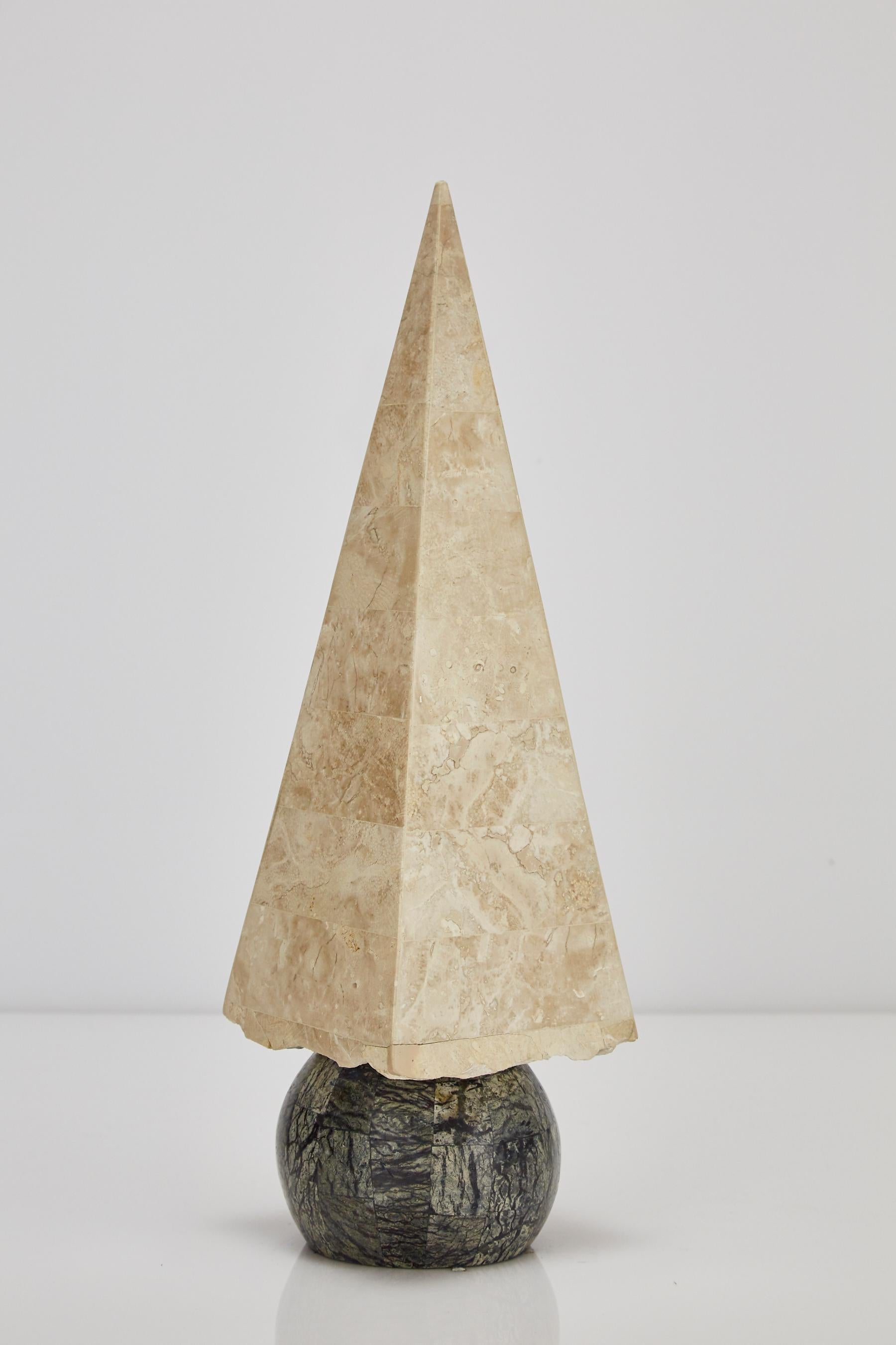 20 in. Tall Tessellated Stone Obelisk, 1990s In Excellent Condition For Sale In Los Angeles, CA