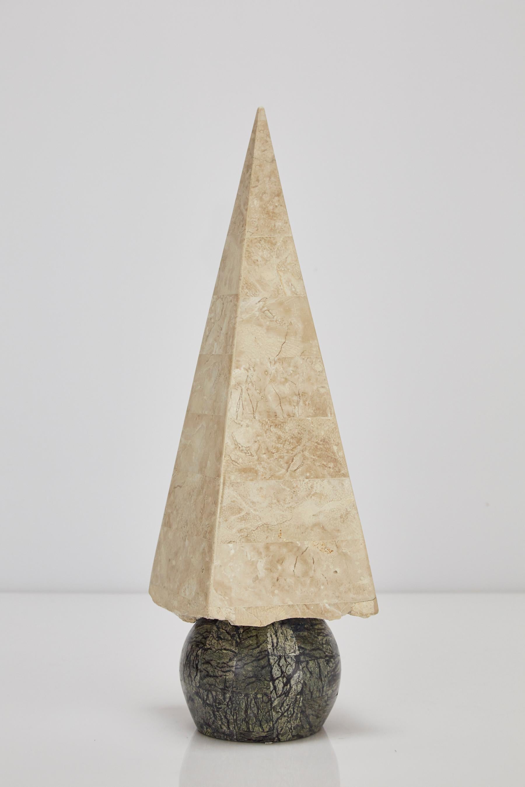 20 in. Tall Tessellated Stone Obelisk, 1990s For Sale 1