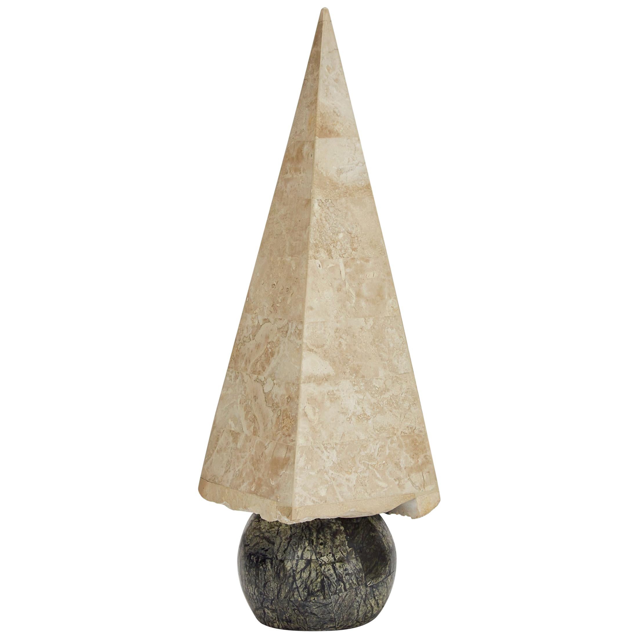 20 in. Tall Tessellated Stone Obelisk, 1990s For Sale