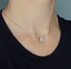 20 Inch 14k Yellow Gold 0.90 Carat Round Cut Diamond Solitaire Pendant Necklace