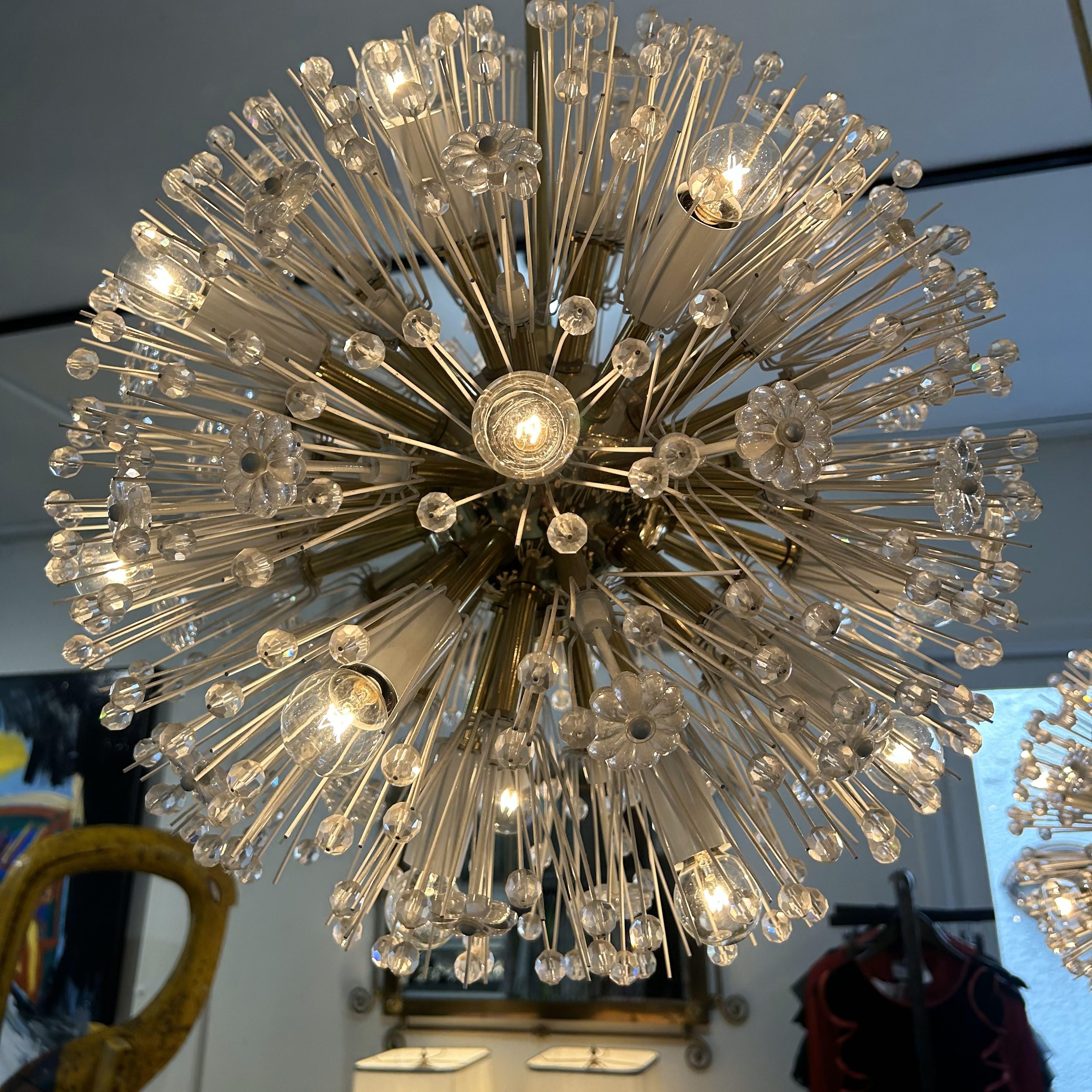 Snowflake Chandelier designed by Emil Stejnar in 1960s in Vienna Austria

This is a Re-Edition Made in the early 2000s

Wired Through Brass Tube To Base