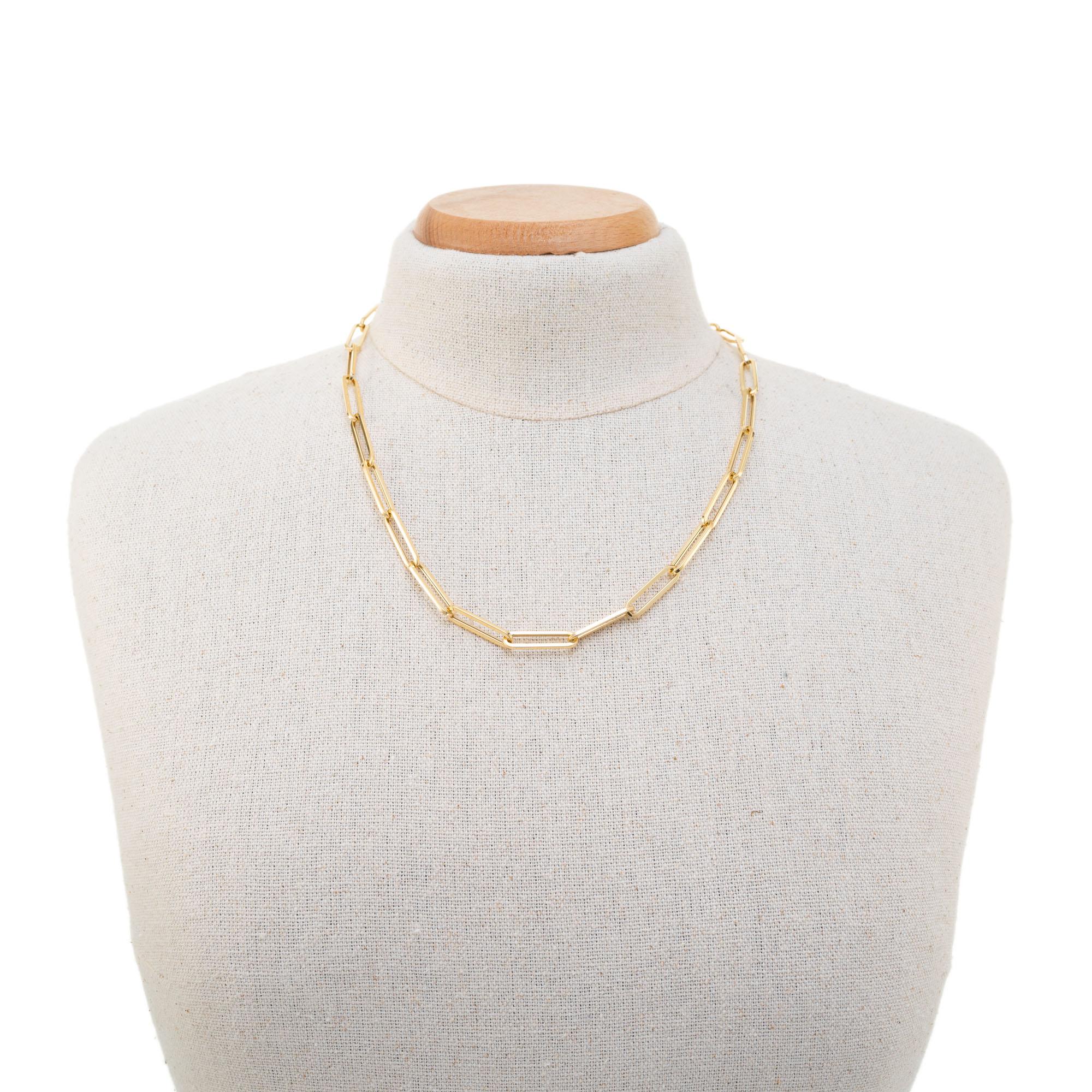 Women's Yellow Gold Elongated Open Link Chain Necklace