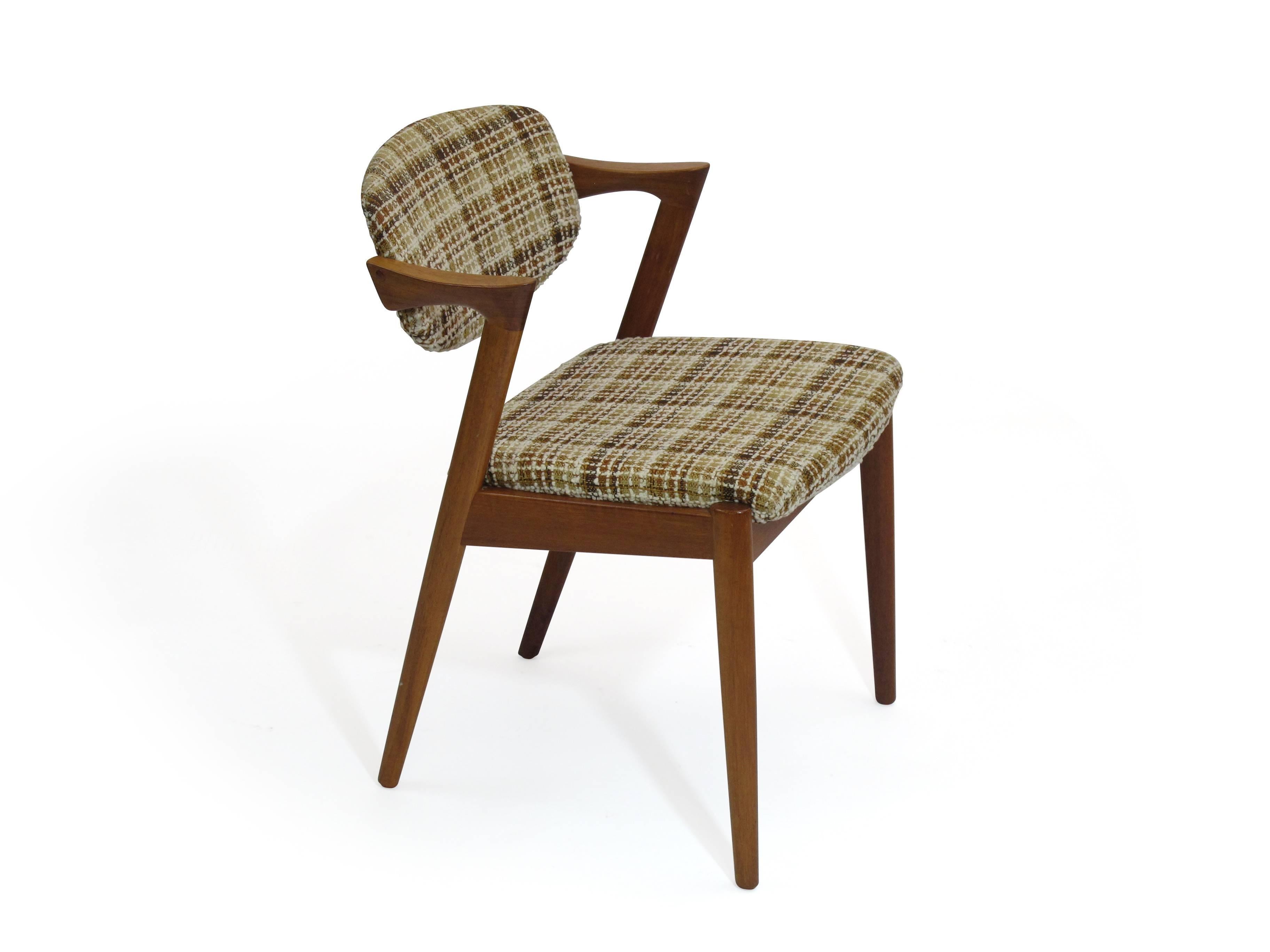 Scandinavian Modern 20+ Kai Kristainsen Danish Teak Dining Chairs Model 42 for Custom Upholstery