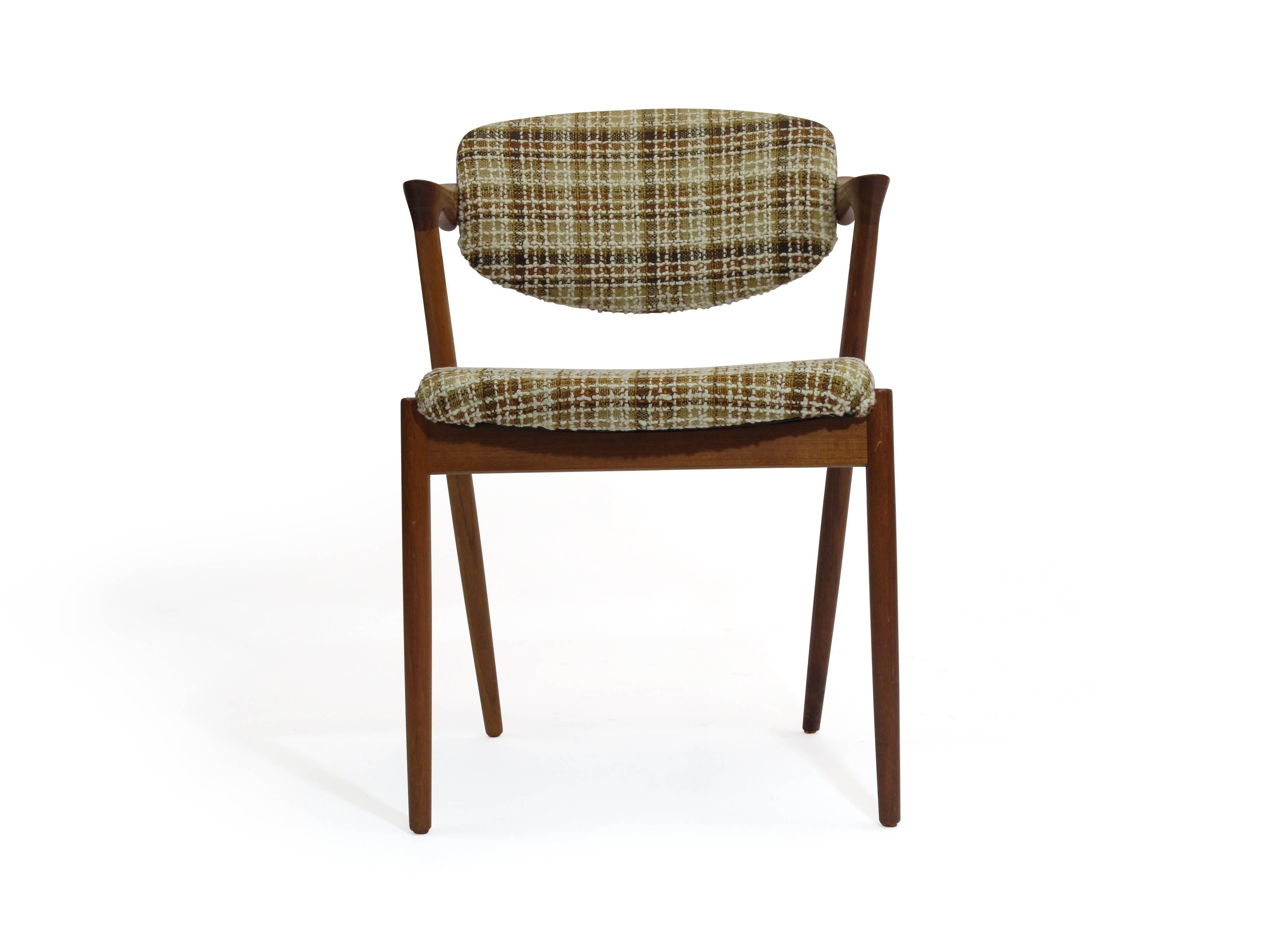Oiled 20+ Kai Kristainsen Danish Teak Dining Chairs Model 42 for Custom Upholstery