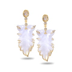20 Karat Blue Chalcedony Feather Earrings