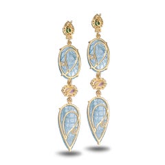 20 Karat Carved Aquamarine Earrings