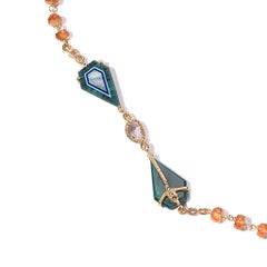 20 Karat Gemstone Inlay Chain Necklace