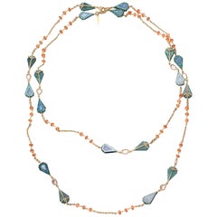 20 Karat Gemstone Inlay Chain Necklace