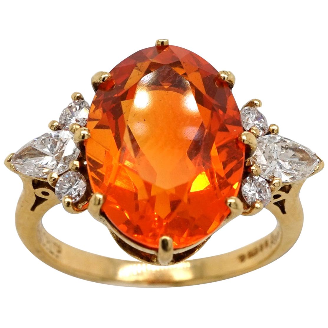 20 Karat Imperial Topaz and Diamond Ring