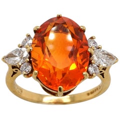 20 Karat Imperial Topaz and Diamond Ring