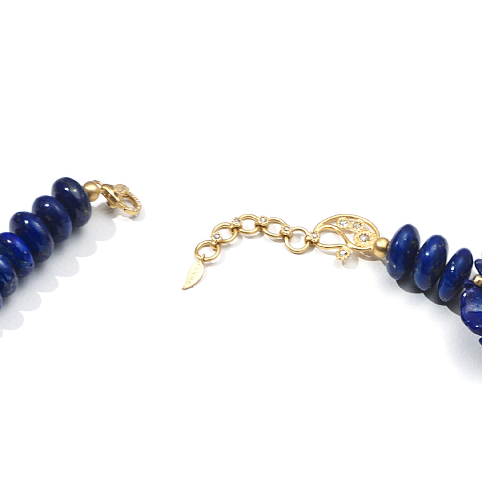 20 Karat Lapis-Blumen-Halskette im Zustand „Neu“ im Angebot in Secaucus, NJ