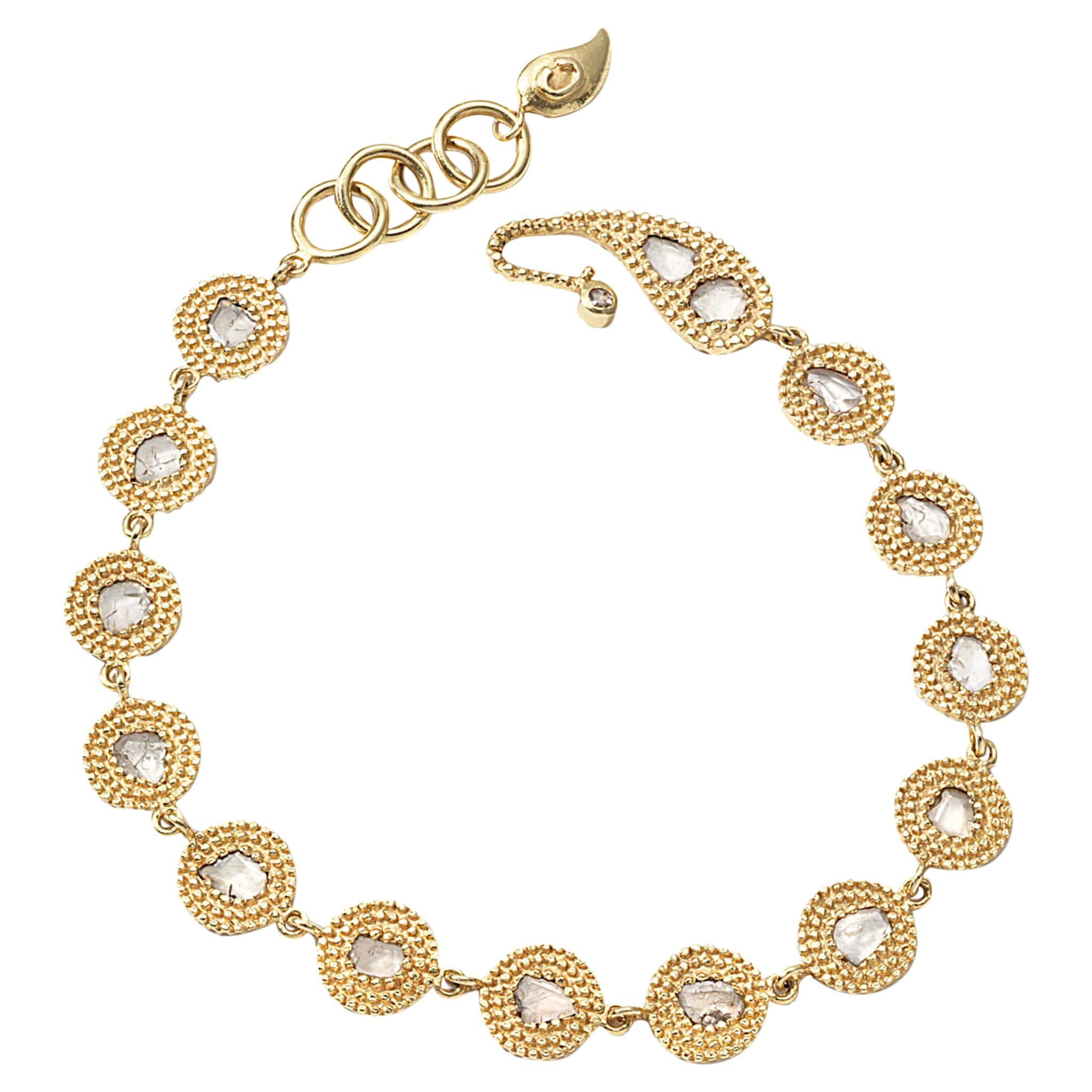 20 Karat Gelbgold Opern-Diamant-Gliederarmband im Angebot