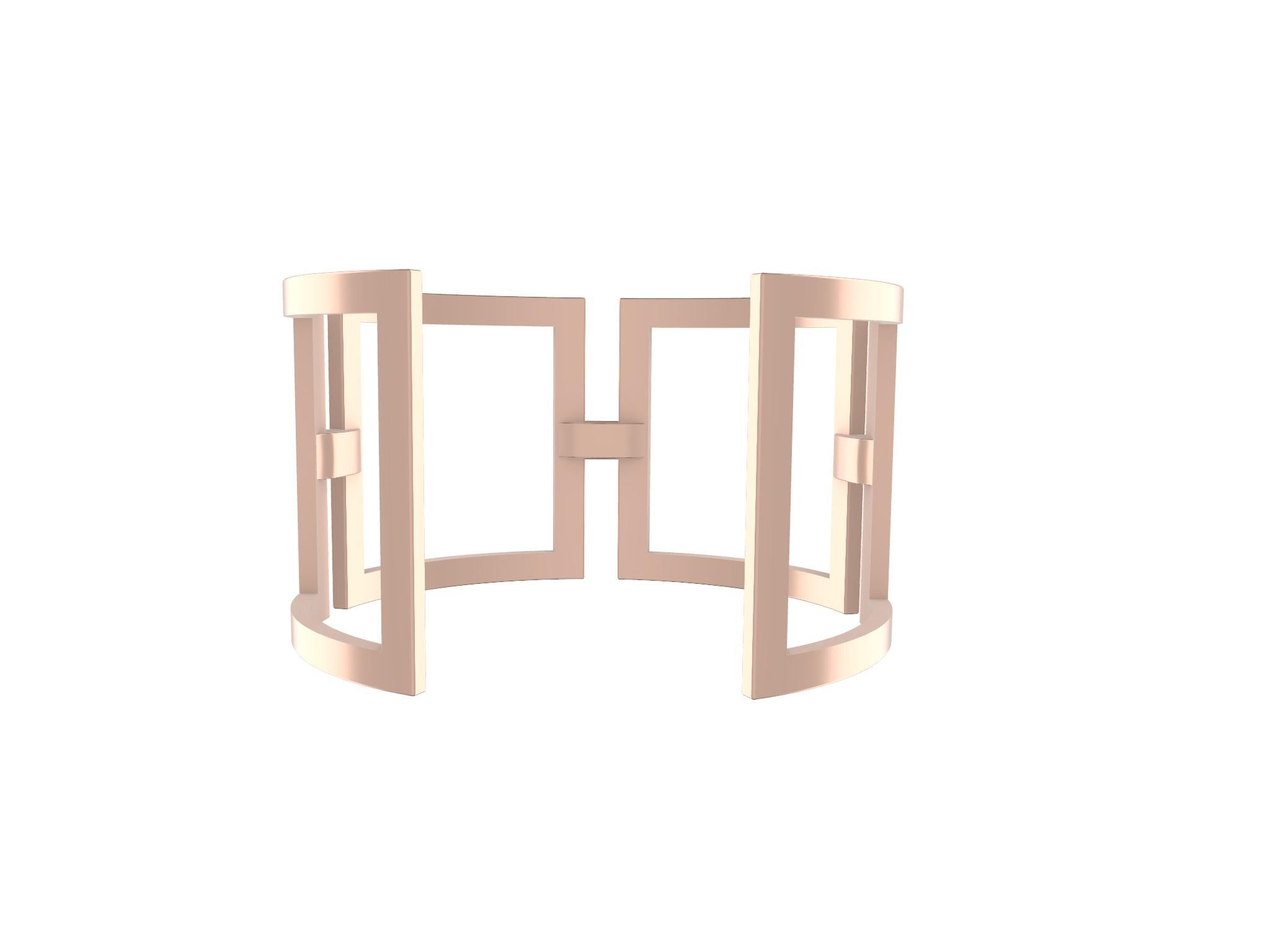 18 Karat Roségold  Rechteckiges Manschettenarmband im Zustand „Neu“ in New York, NY