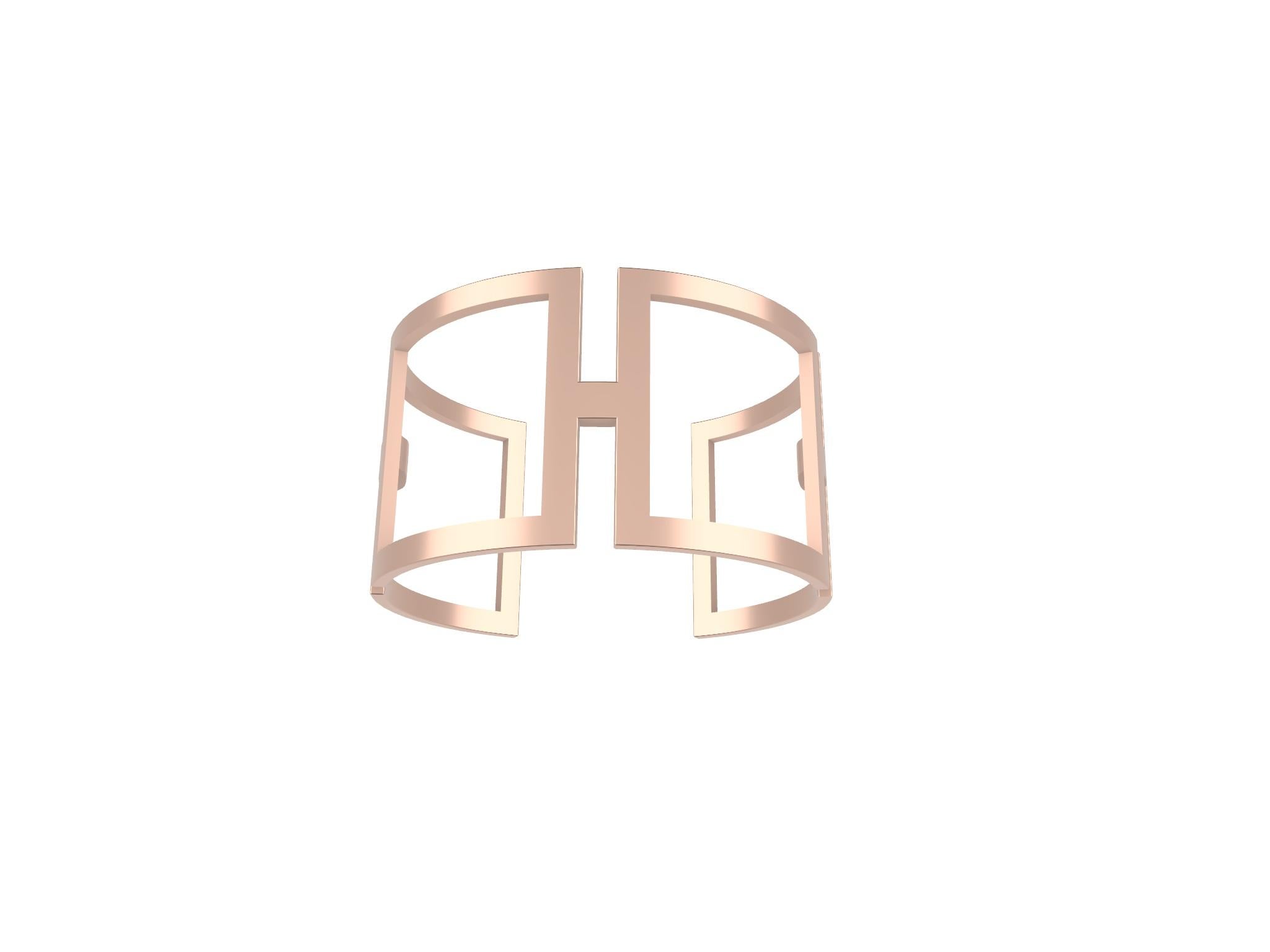 18 Karat Roségold  Rechteckiges Manschettenarmband Damen