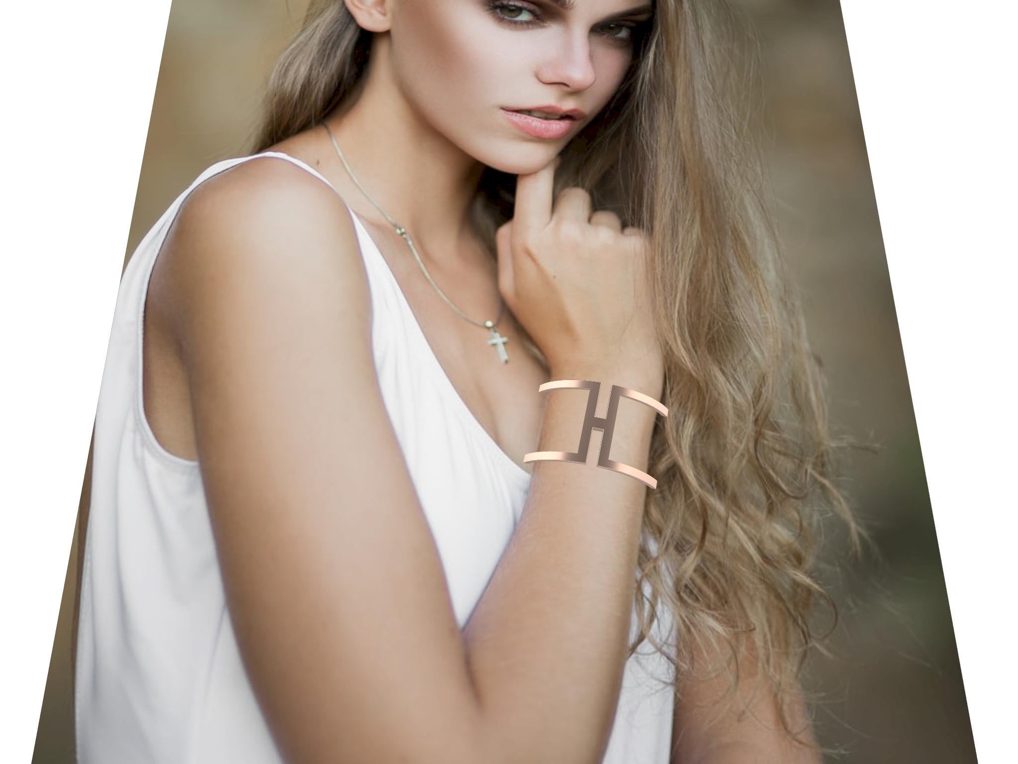 18 Karat Roségold  Rechteckiges Manschettenarmband 1