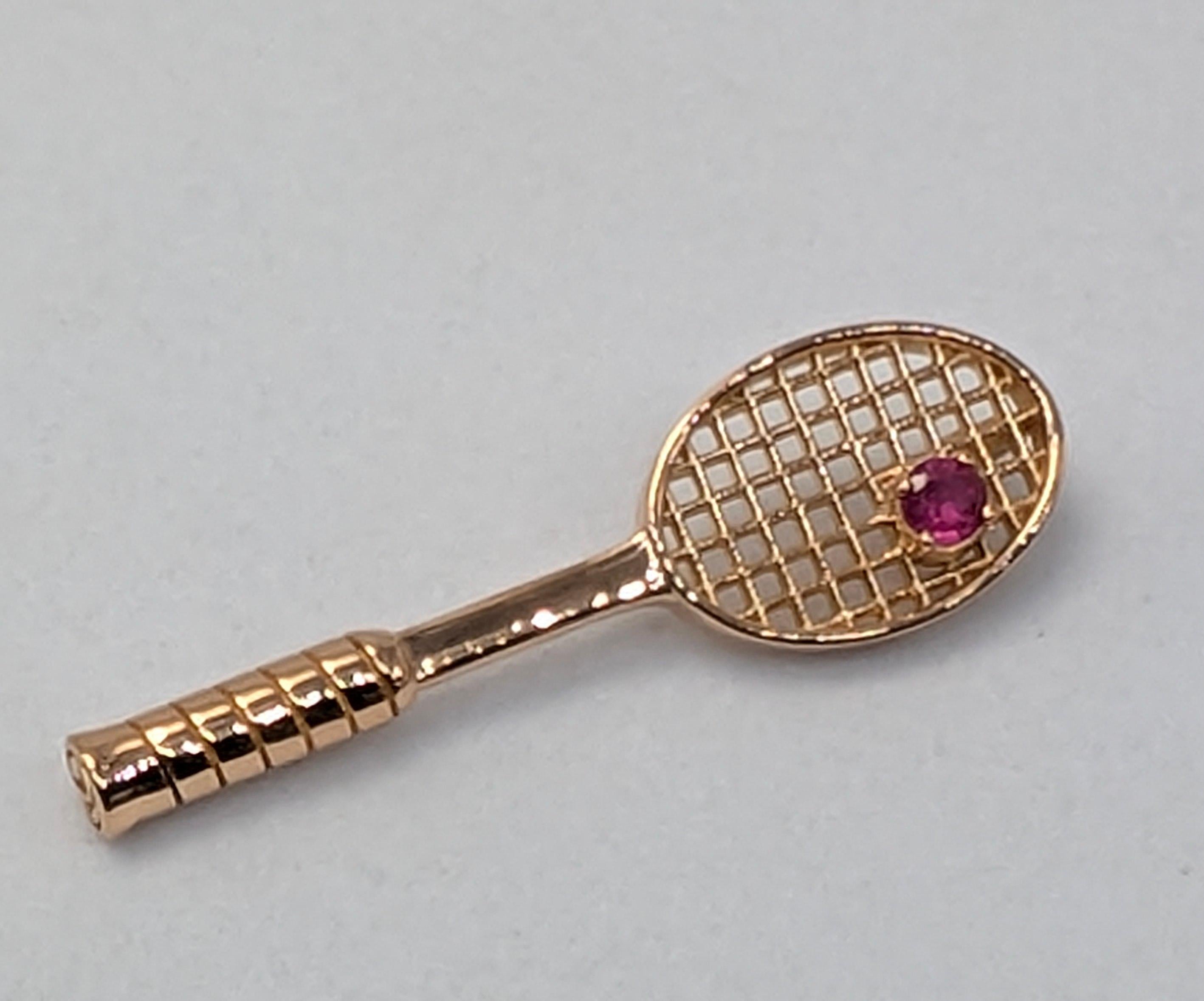 da uomo o donna Racchetta da tennis in oro rosa 20 carati e zaffiro rosa in vendita