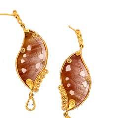 20 Karat Yellow Gold Affinity Earrings with Rutilite Quartz