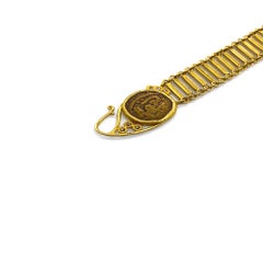 Bracelet échelle en or jaune 20 carats avec pièces de monnaie anciennes