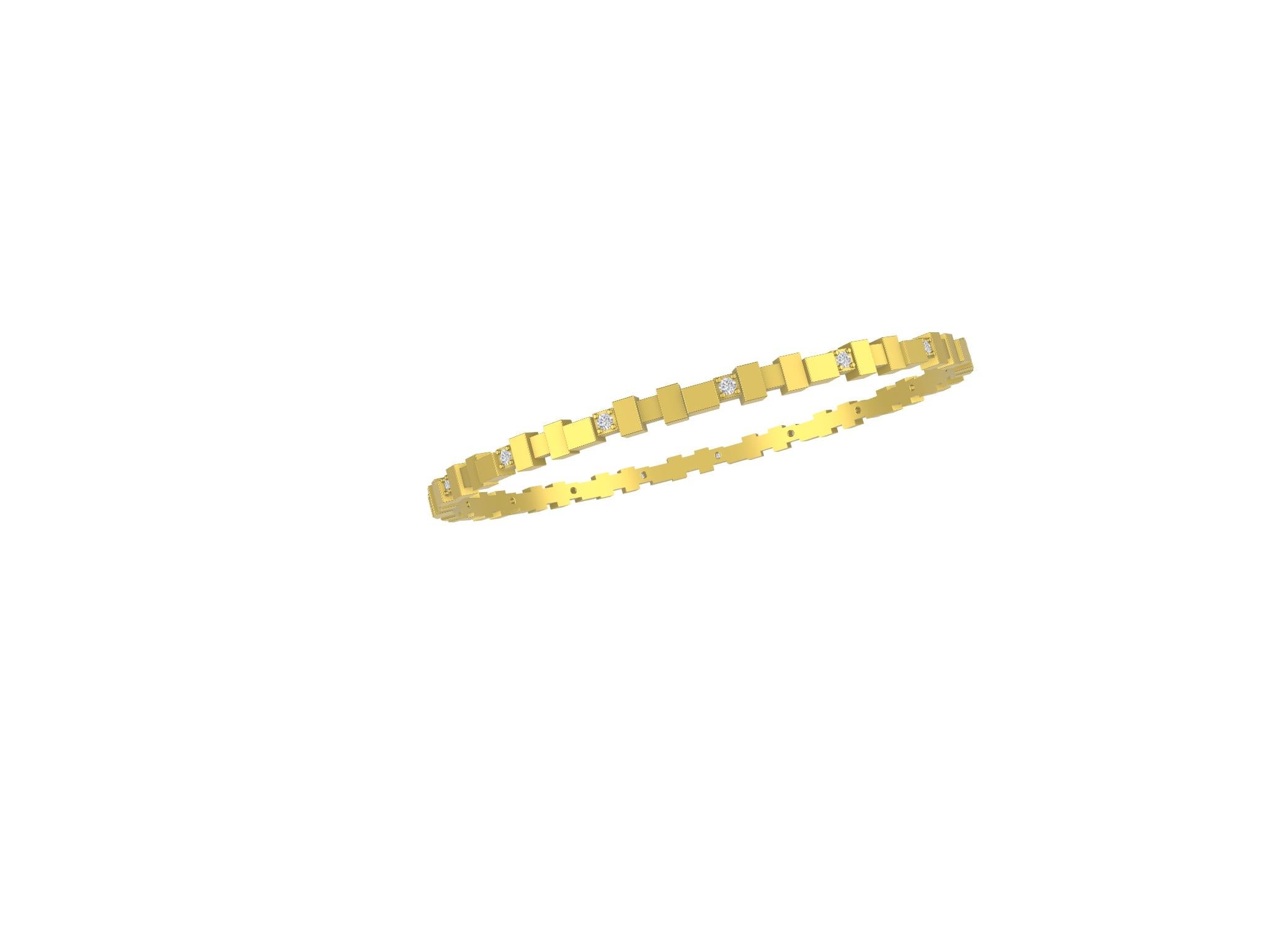 Armreif aus 20 Karat Gelbgold mit Diamanten (Zeitgenössisch)