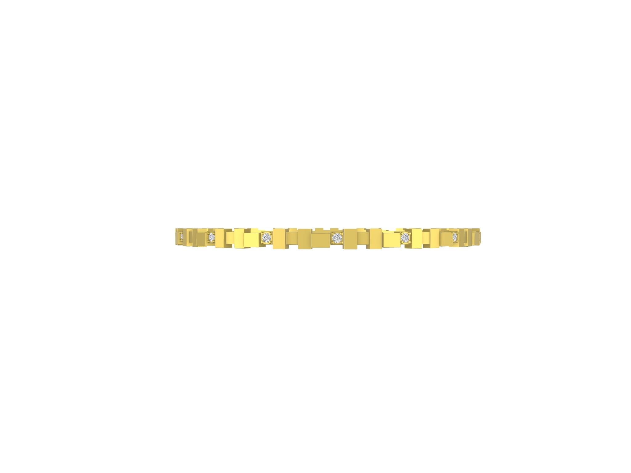 Armreif aus 20 Karat Gelbgold mit Diamanten (Rundschliff)