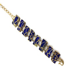 Bracelet échelle en or jaune 20 carats avec lapis-lazuli 135,55 carats