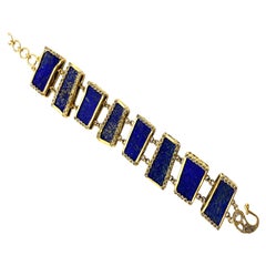 20 Karat Yellow Gold Ladder Bracelet with 135.55 Carat Lapis Lazuli