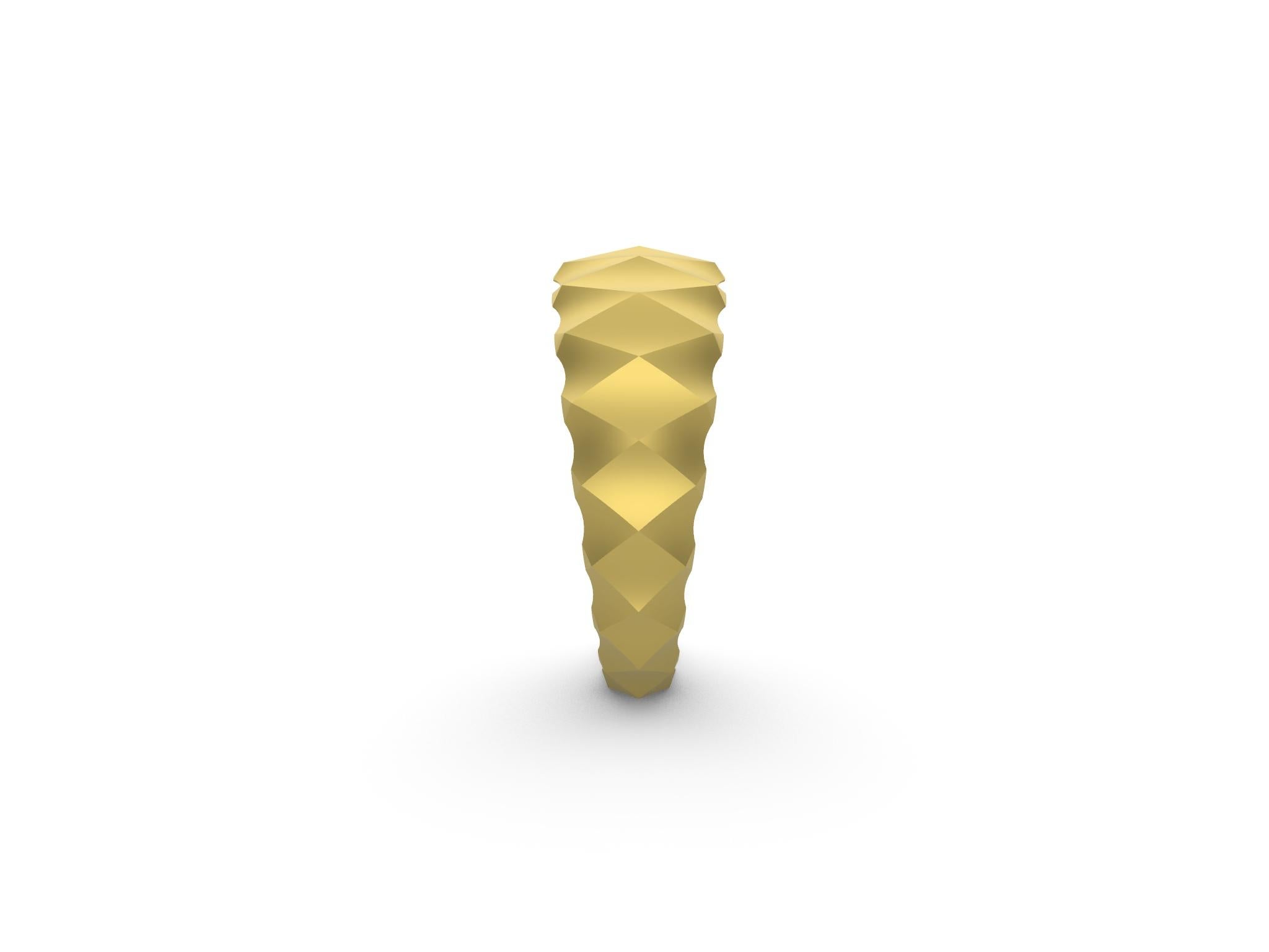 18 Karat Yellow Gold Rhombus Cuff . Tiffany designer, Thomas Kurilla uses his favorite shape the rhombus and elaborating on it with a taper. Like wearing a sculpture on your wrist. New rhombus sizes develop as it is widened. 20 mm widest section and