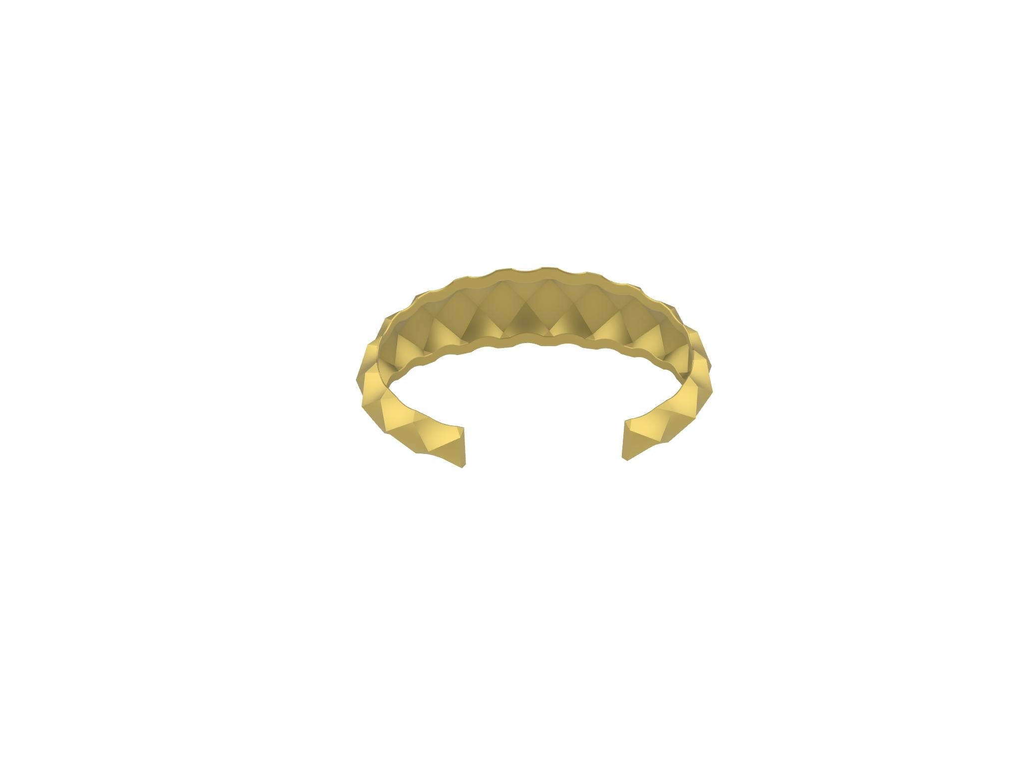 Women's or Men's 18 Karat Yellow Gold Rhombus Cuff Bracelet For Sale
