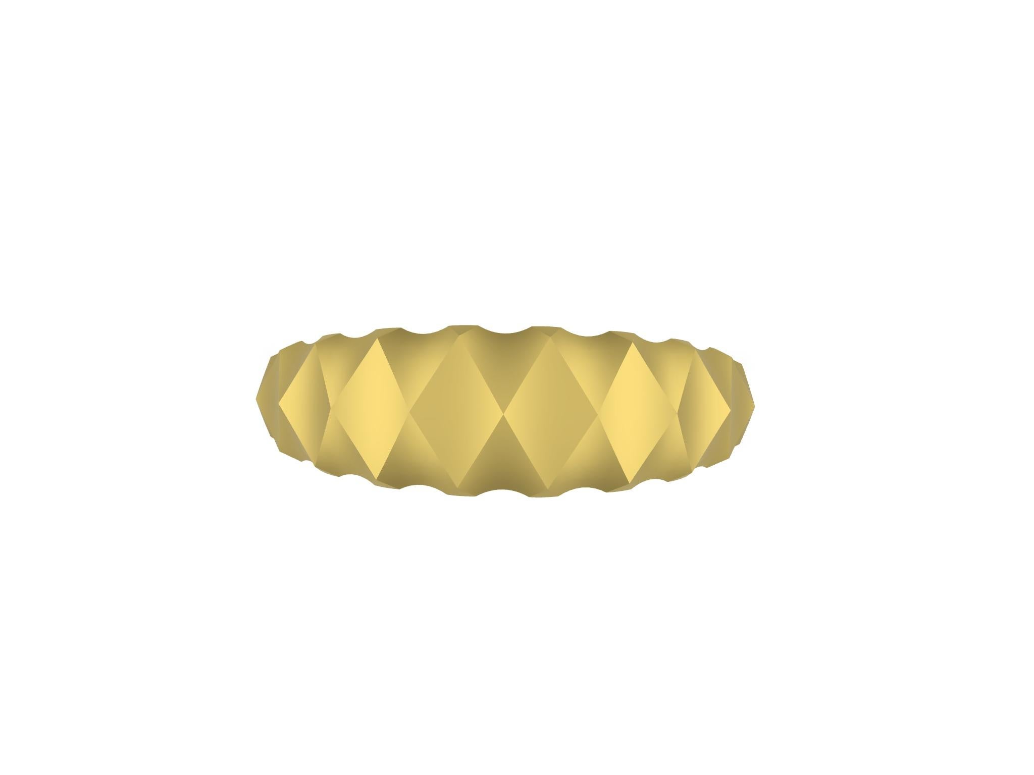 18 Karat Yellow Gold Rhombus Cuff Bracelet For Sale 1