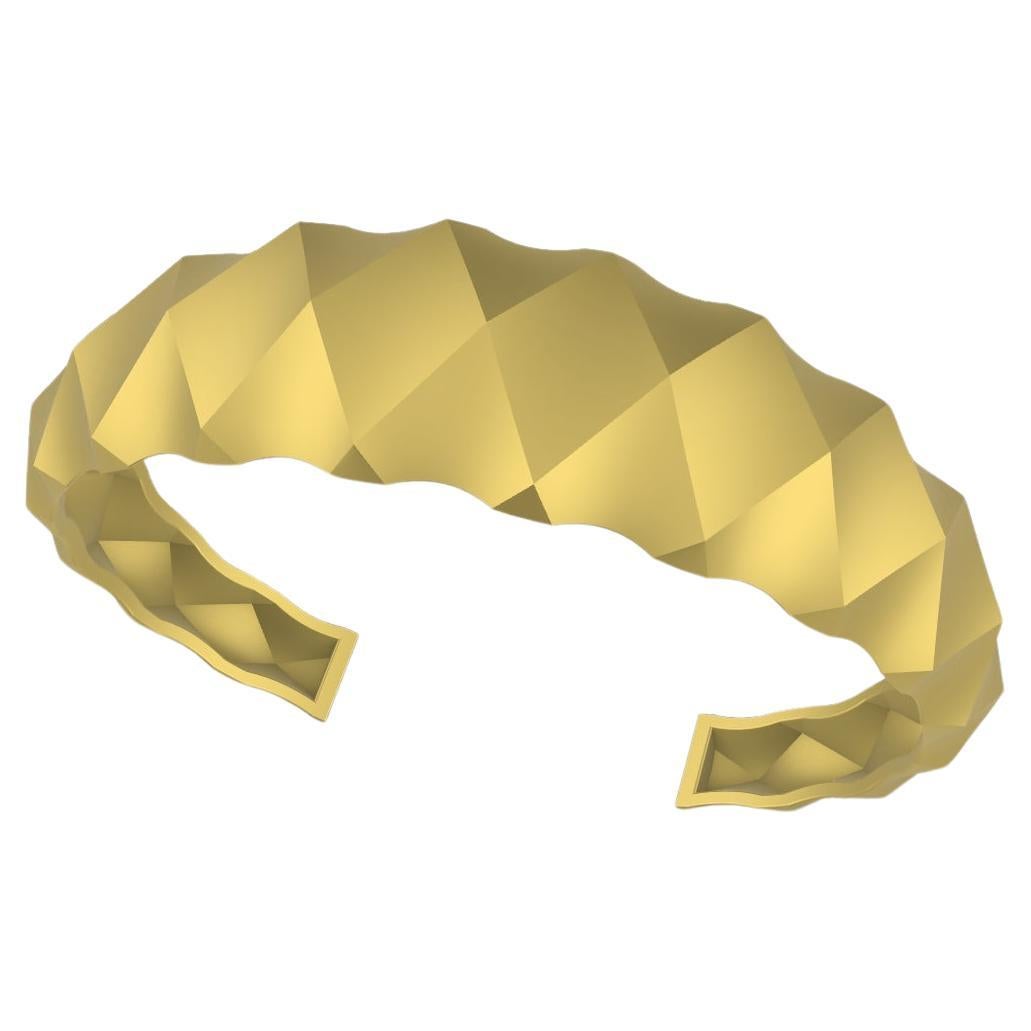18 Karat Yellow Gold Rhombus Cuff Bracelet For Sale